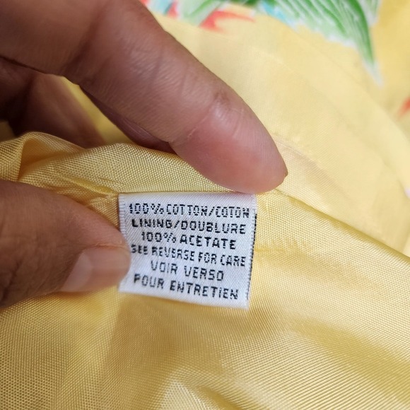 Talbots Petites Tropical Palm Print Womens Sheath Dress 10P Yellow Vintage Beach - Picture 5 of 8